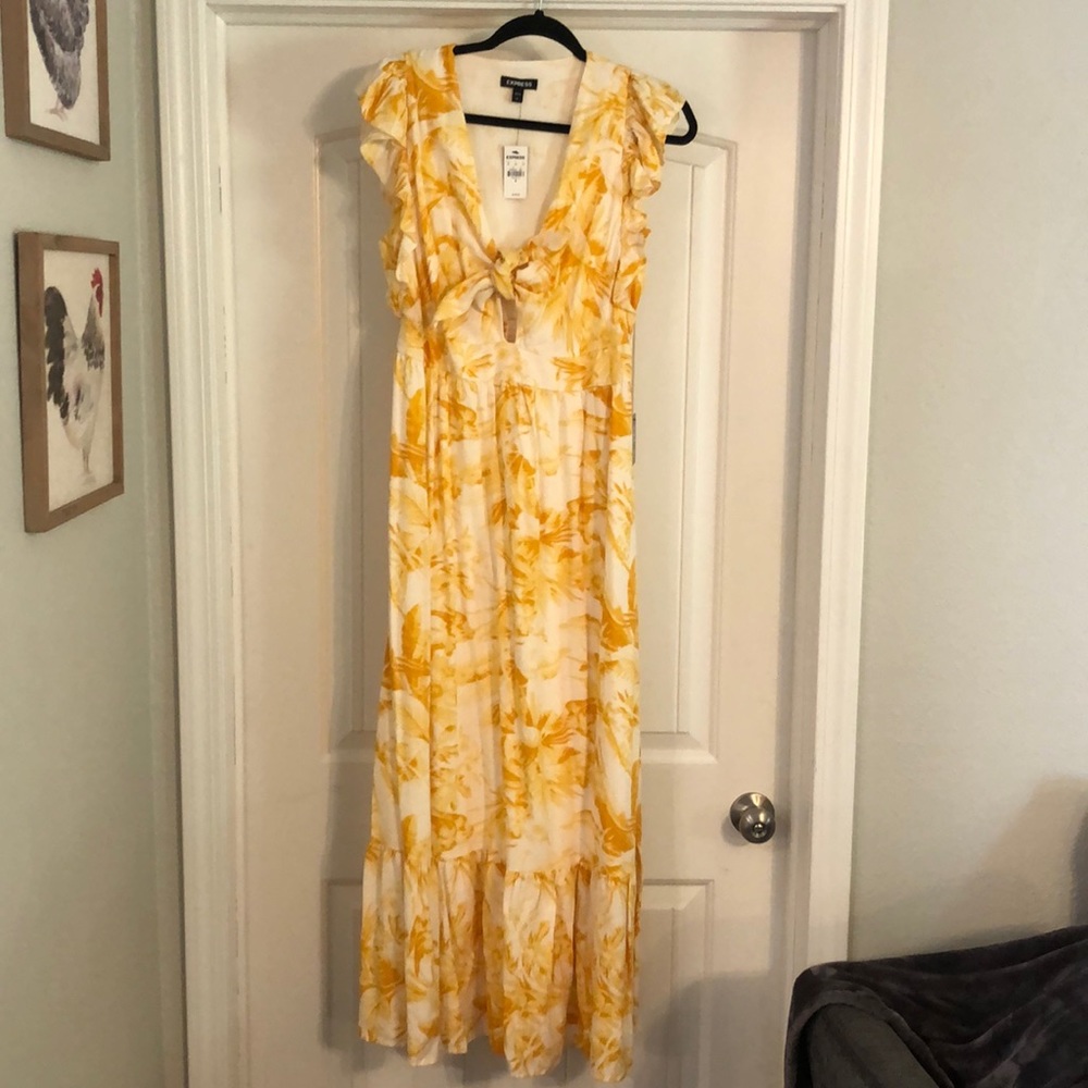 Express Floral 💛 Midi Linen Dress - New with tags!